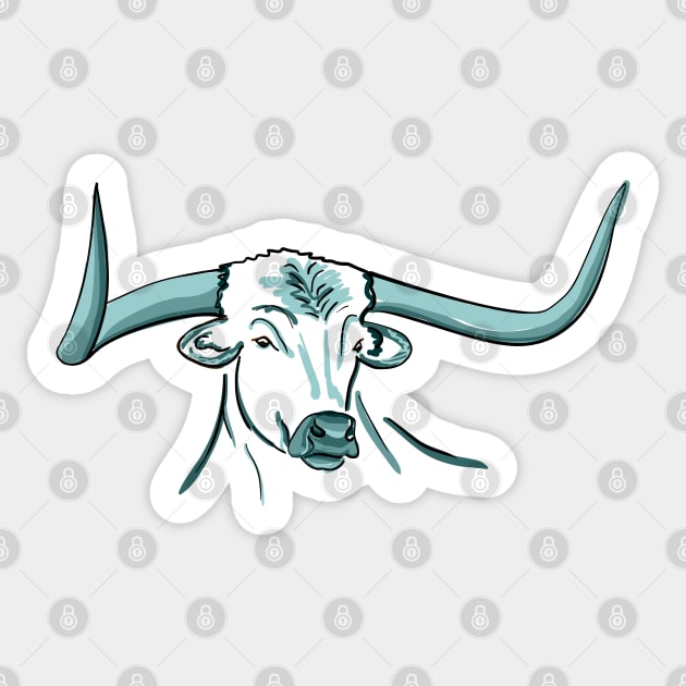 Bull with a long horns Sticker by aleksandrakrylova